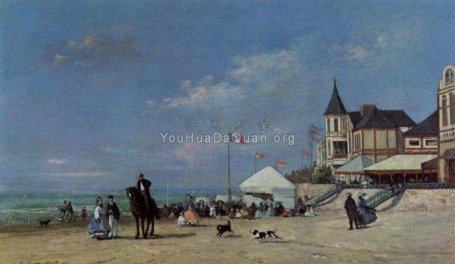 The Trouville Beach - 尤金·布丹